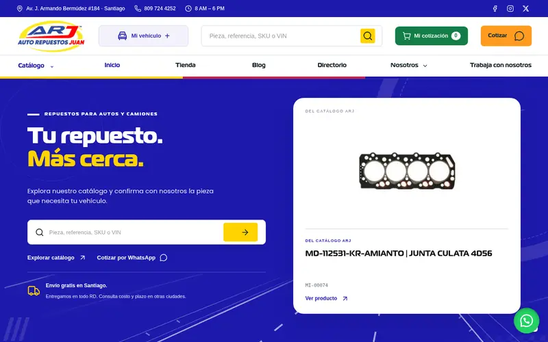 Captura de escritorio de autorepuestosjuan.com.do